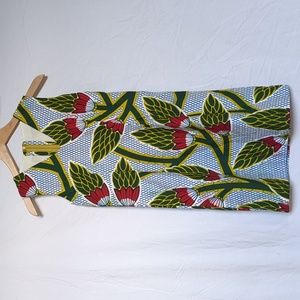 Block print dress lined artichoke XS